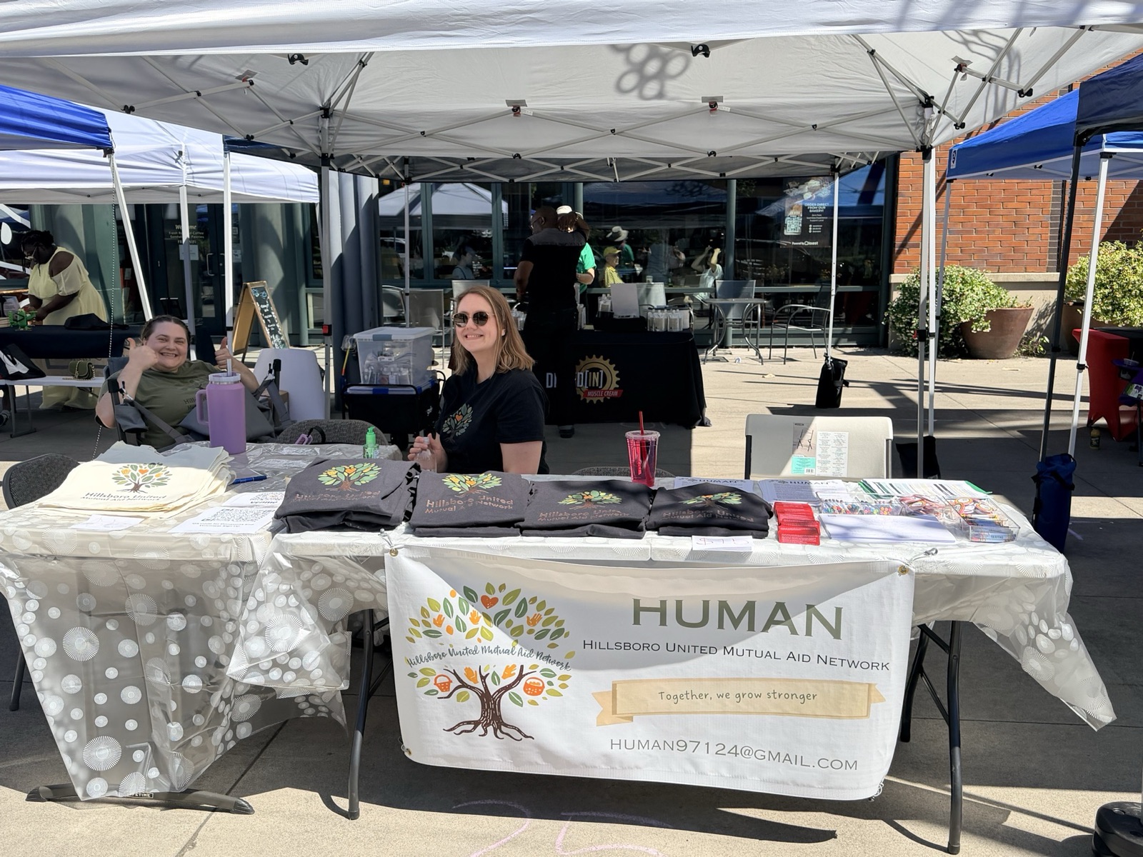 Hillsboro United Mutual Aid Network booth at a community event